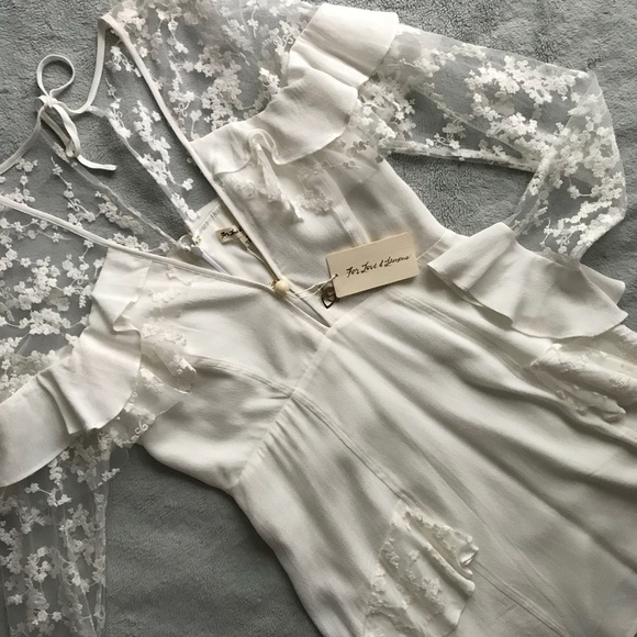 For Love And Lemons Dresses & Skirts - NWT For Love & Lemons Rosebud Mini Dress Ivory